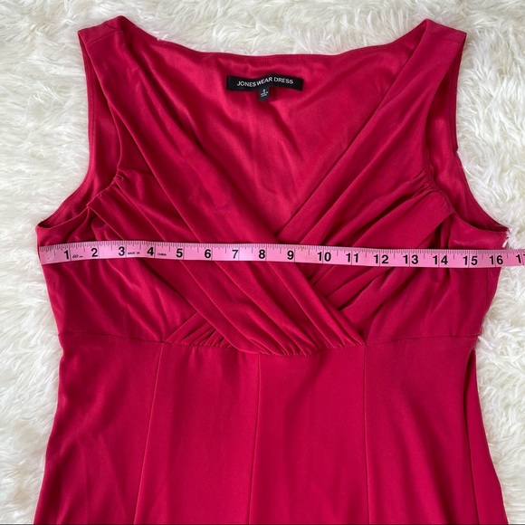 Jones Wear Sleeveless V-Neck Midi Dress Pink Sz 8 - Picture 7 of 9